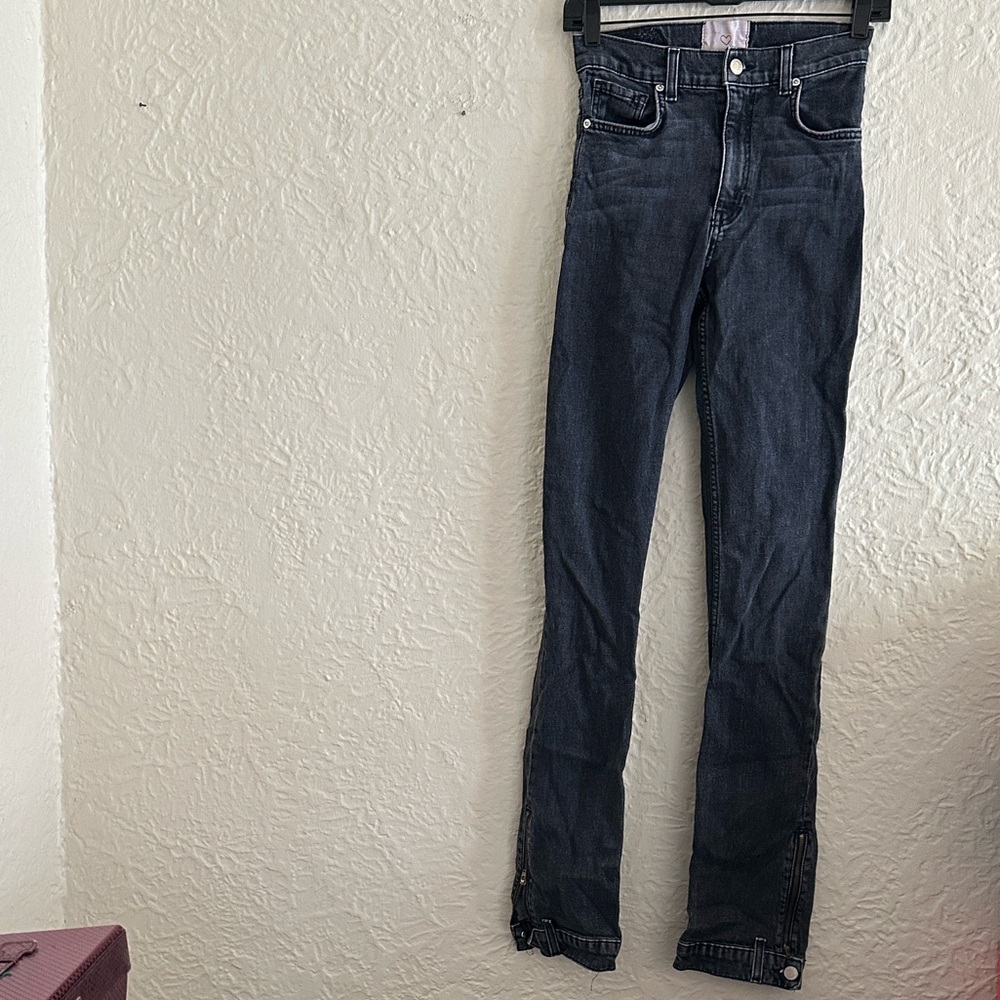 Revice Jeans Black Denim Skinny Jeans Zips Ankles 25